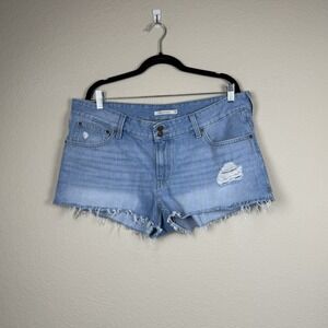 Levis Superlow Shorts Womens 34 Denim Low Rise Distressed Cutoff Frayed Hem